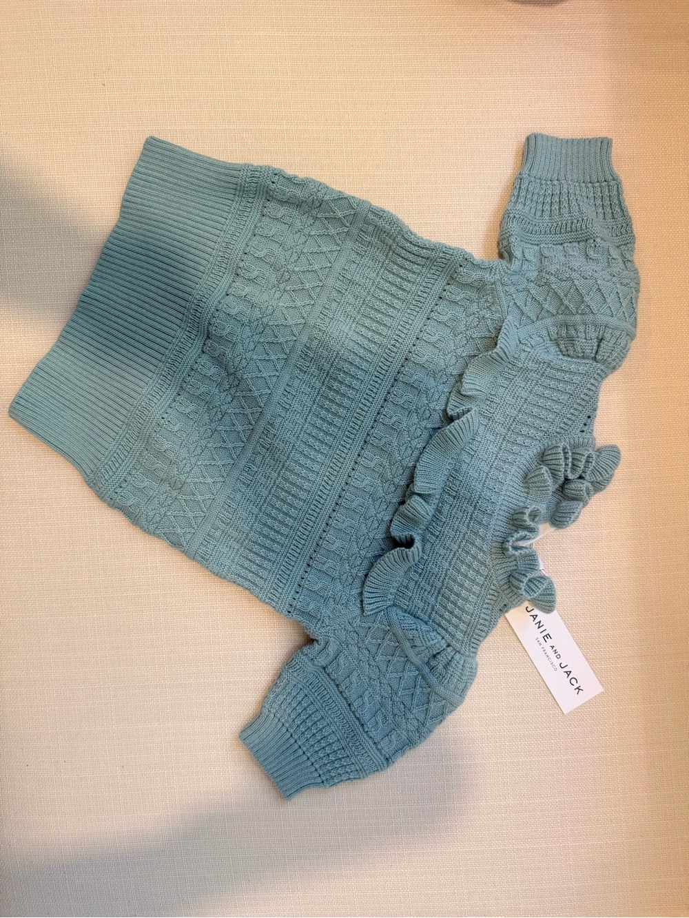 Janie and Jack Aqua Cable Knit Ruffle Skirt